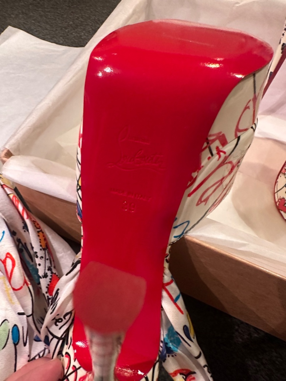 Christian Louboutin Silk Tie Heels - Picture 5 of 9